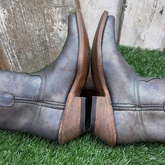 COFI Leathers Silver Oil Slick Spill Short Cowboy Boots Women's 7 - Picture 5 of 11